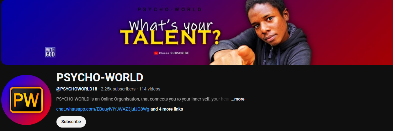 PSYCHO-WORLD YouTube Channel, media, business, impact, social media, services